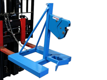 MORSPEED 1000 Fork-mount single upright drum handler. One set of jaws to grip the drum top rim.